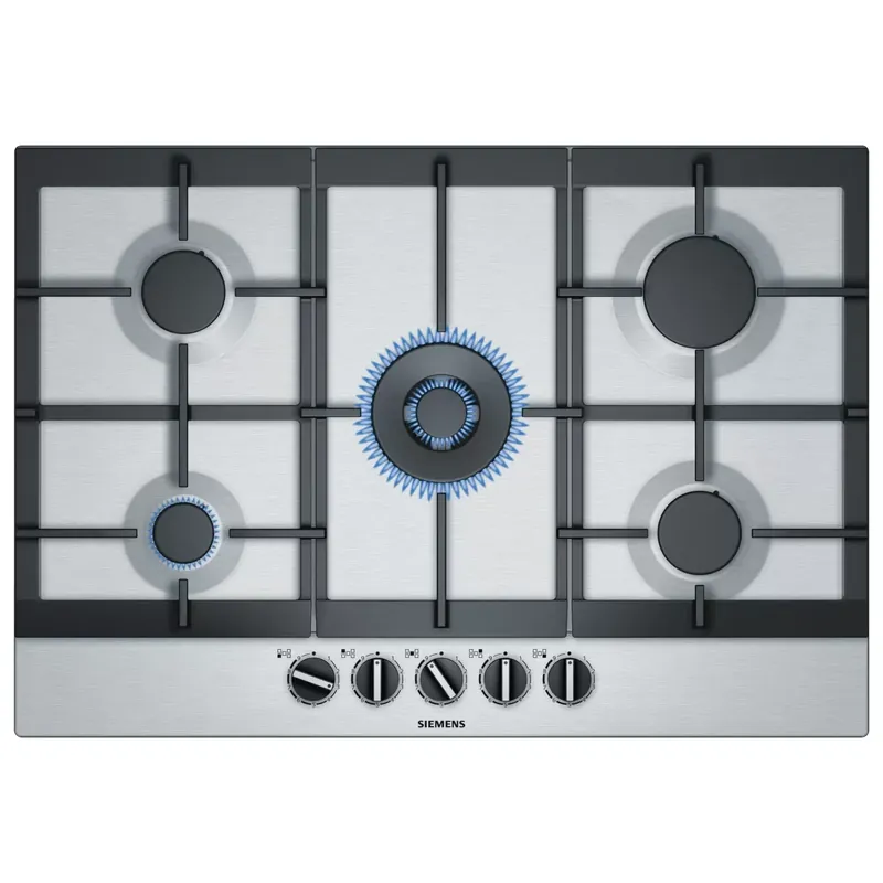 Merkproduct Piano cottura a gas in acciaio inox 5 fuochi IQ500 75 cm Siemens Piano cottura a gas in acciaio inox 5 fuochi IQ500 75 cm Siemens Echome