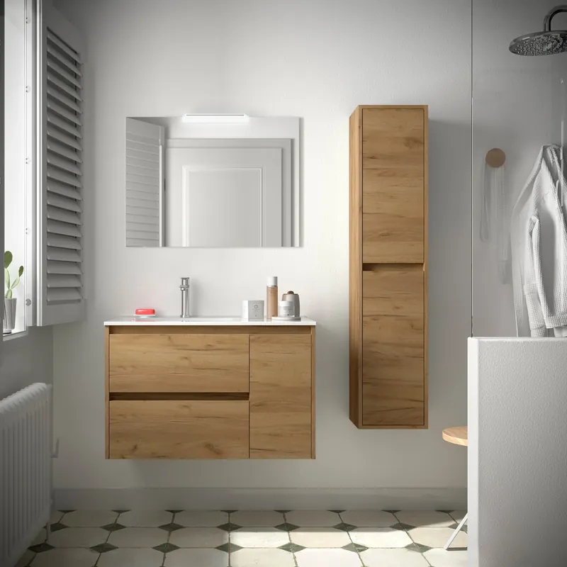 Betrouwbaar Mobile sospeso con lavabo specchio luce 2 cassetti e anta Noja 850 Salgar Mobile sospeso con lavabo specchio luce 2 cassetti e anta Noja 850 Salgar Echome