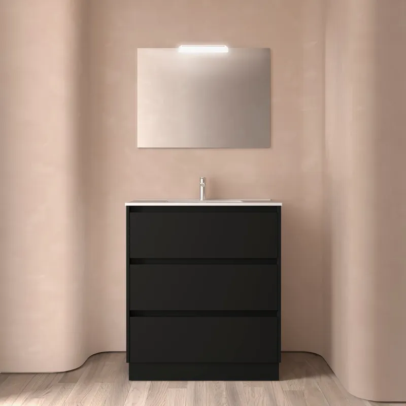 Veilige Betaling Mobile base terra da 80 centimetri con lavabo specchio luce 3 cassetti Arenys Salgar Mobile base terra da 80 centimetri con lavabo specchio luce 3 cassetti Arenys Salgar Echome