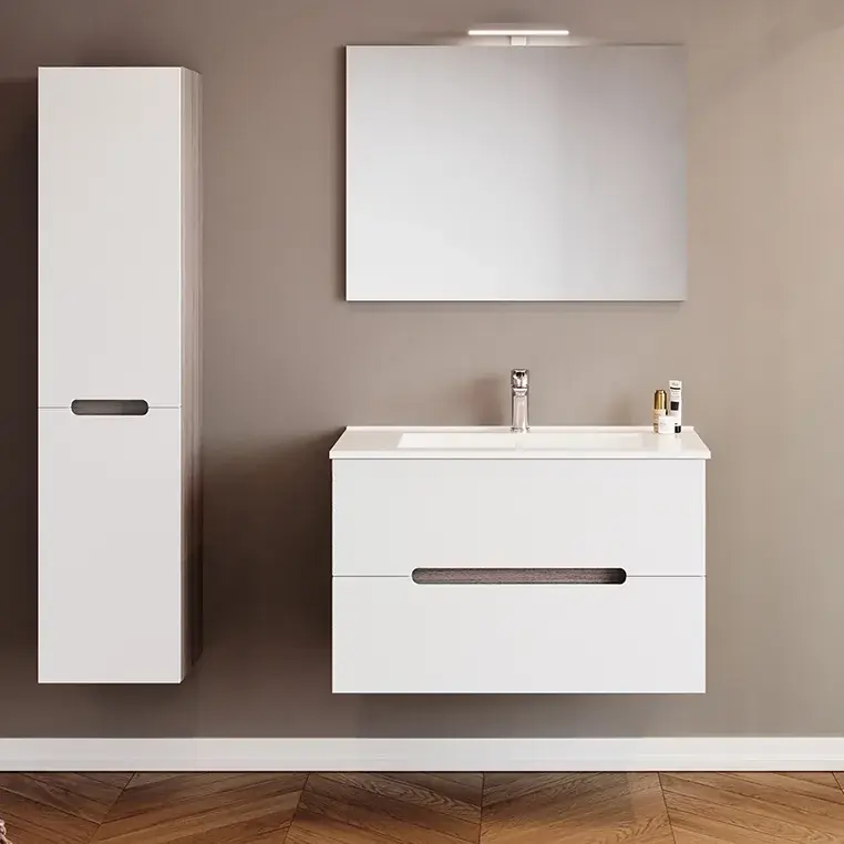 Flitsaanbieding Mobile sospeso 2 cassetti con lavabo specchio luce Iris Savinidue Mobile sospeso 2 cassetti con lavabo specchio luce Iris Savinidue Echome
