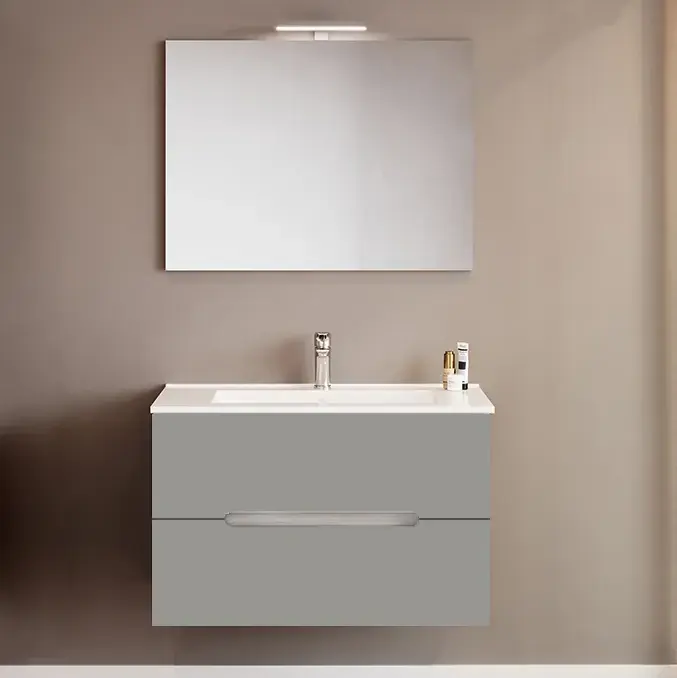 Mobile sospeso 2 cassetti con lavabo specchio luce Iris Savinidue Mobile sospeso 2 cassetti con lavabo specchio luce Iris Savinidue Echome Nu Kopen