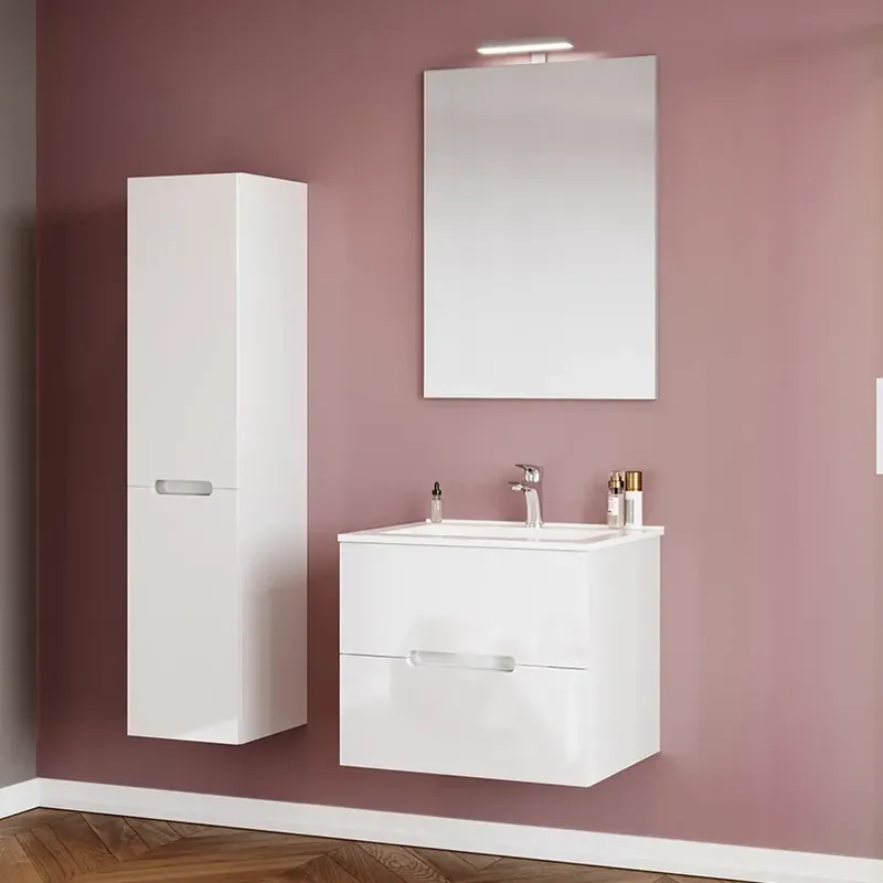 Mobile sospeso 2 cassetti con lavabo specchio luce Iris Savinidue Mobile sospeso 2 cassetti con lavabo specchio luce Iris Savinidue Echome Exclusieve Aanbieding