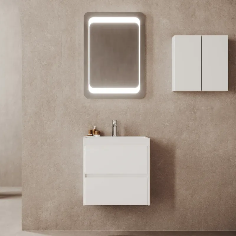 Mobile bagno sospeso due cassetti e lavabo in resina 60 cm Portofino Savinidue Mobile bagno sospeso due cassetti e lavabo in resina 60 cm Portofino Savinidue Echome Goedkoop