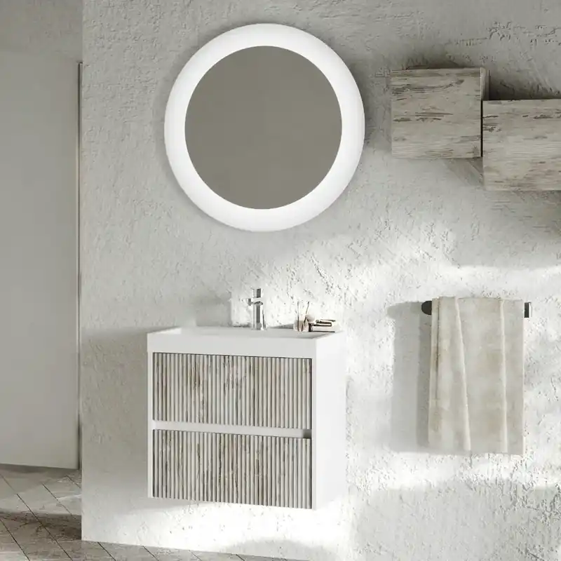 Superprijs Mobile bagno sospeso due cassetti cannettati e lavabo in resina 60 cm Portofino Savinidue Mobile bagno sospeso due cassetti cannettati e lavabo in resina 60 cm Portofino Savinidue Echome