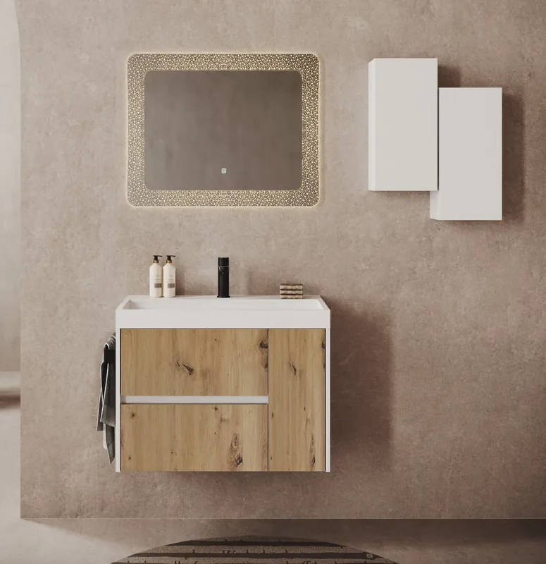 Mobile bagno sospeso due cassetti con anta e lavabo in resina Portofino Savinidue Mobile bagno sospeso due cassetti con anta e lavabo in resina Portofino Savinidue Echome Beperkt Aanbod