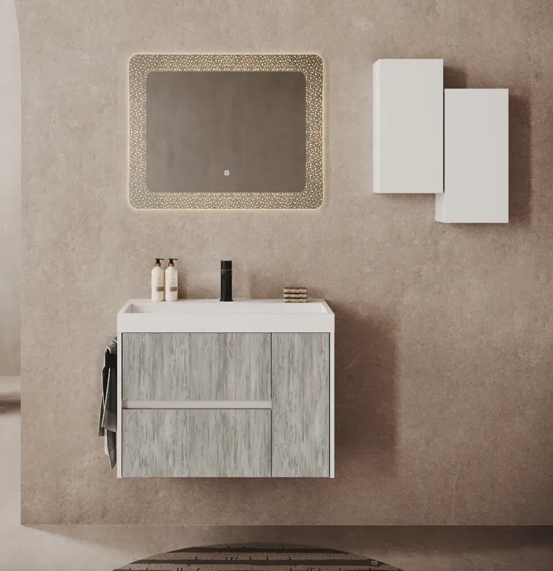 Laatste Kans Mobile bagno sospeso due cassetti con anta e lavabo in resina Portofino Savinidue Mobile bagno sospeso due cassetti con anta e lavabo in resina Portofino Savinidue Echome