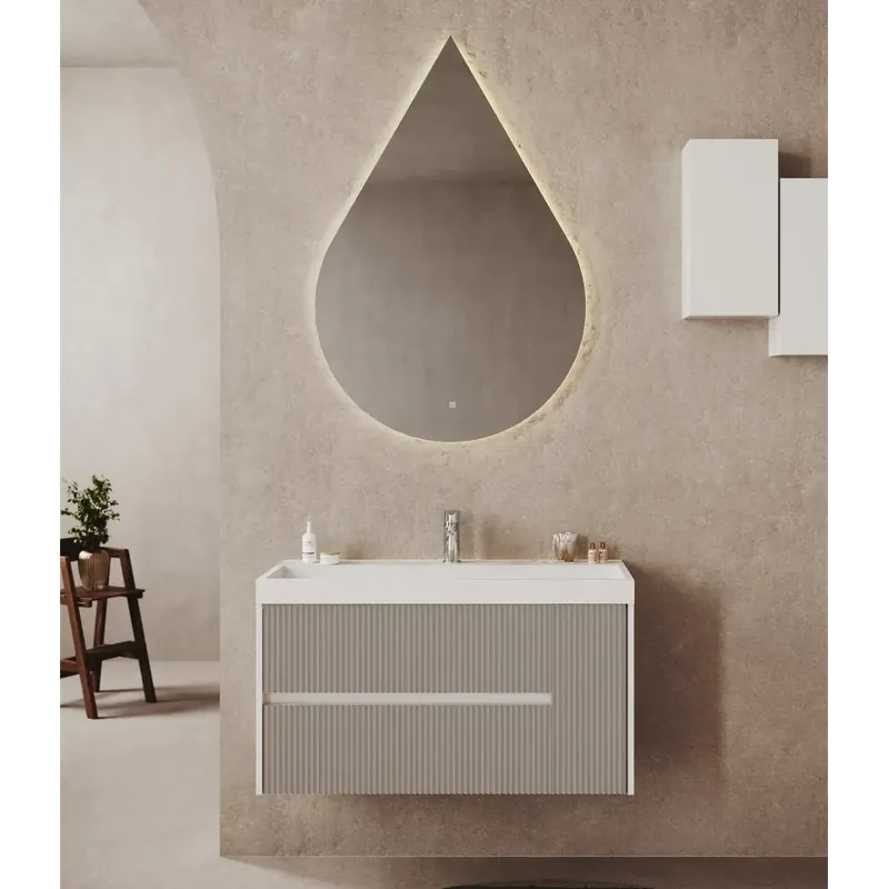 Superprijs Mobile bagno sospeso due cassetti cannettati con anta e lavabo in resina Portofino Savinidue Mobile bagno sospeso due cassetti cannettati con anta e lavabo in resina Portofino Savinidue Echome