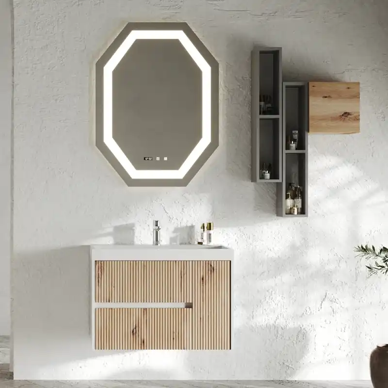 Beperkt Aanbod Mobile bagno sospeso due cassetti cannettati con anta e lavabo in resina Portofino Savinidue Mobile bagno sospeso due cassetti cannettati con anta e lavabo in resina Portofino Savinidue Echome