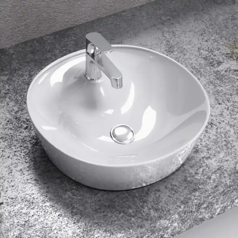 Alleen Vandaag Lavabo d‘appoggio tondo con foro rubinetteria in ceramica bianco lucido Nataly Morini Lavabo d‘appoggio tondo con foro rubinetteria in ceramica bianco lucido Nataly Morini Echome
