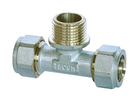 Tee maschio per tubo multistrato ad avvitamento corpo fisso Tecom 16X1/2" Goedkoop