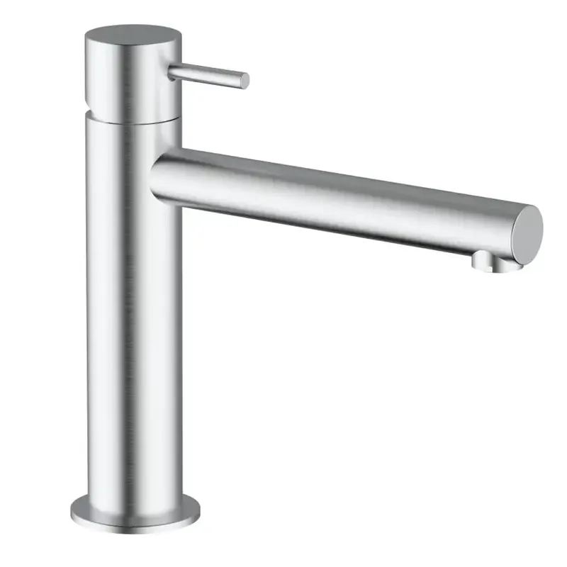 Koop Vandaag Miscelatore lavabo medio con bocca lunga in acciaio inox spazzolato Treunosei Teorema Miscelatore lavabo medio con bocca lunga in acciaio inox spazzolato Treunosei Teorema Echome