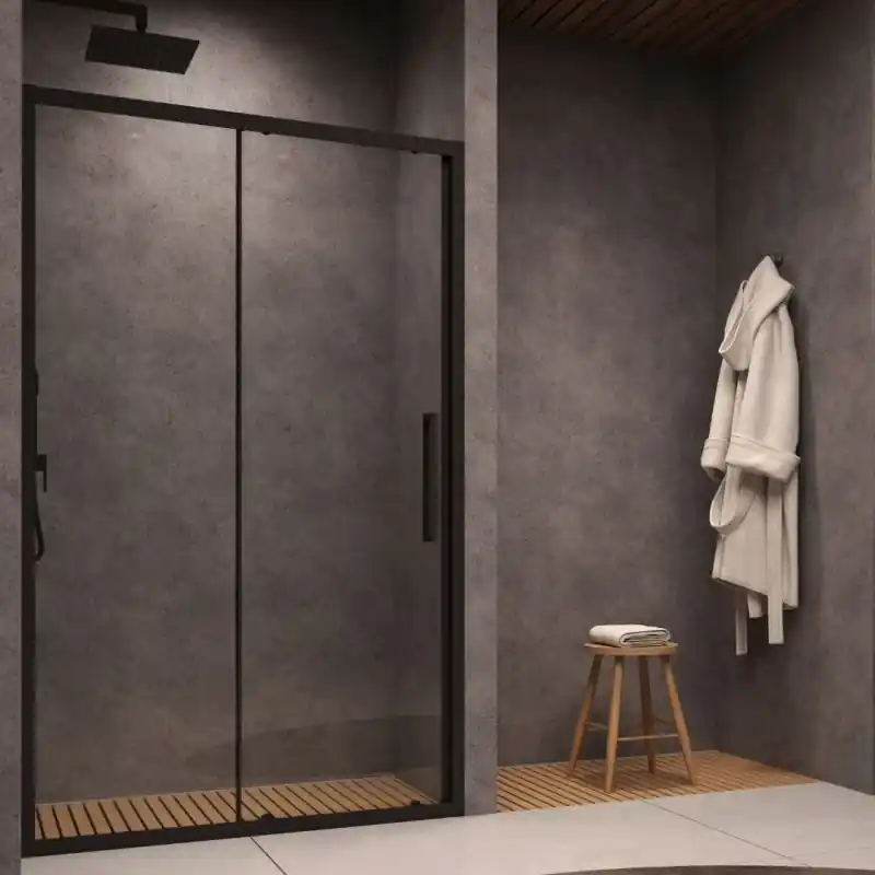 Porta scorrevole box doccia 2 ante nero vetro trasparente Erica Ix-Box Porta scorrevole box doccia 2 ante nero vetro trasparente Erica Ix-Box Echome Voordeelprijs