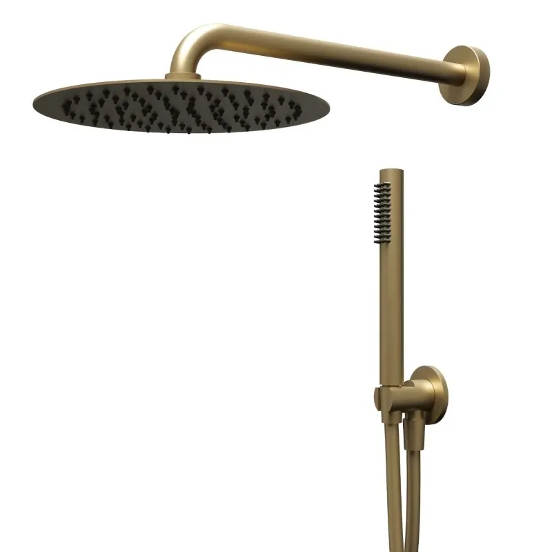 Kit doccia completo tondo in acciaio oro satinato Round Morini Kit doccia completo tondo in acciaio oro satinato Round Morini Echome Fabrieksprijs