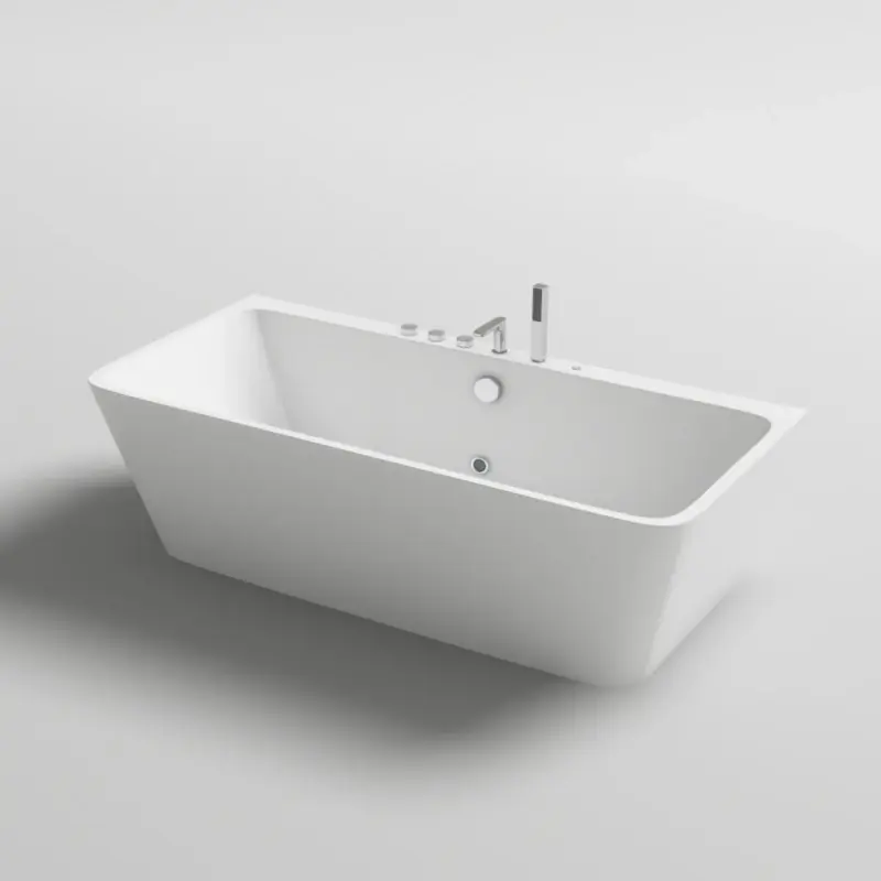 Vasca bagno freestanding rettangolare bianca idromassaggio air jet e luce LED Palao Morini Vasca bagno freestanding rettangolare bianca idromassaggio air jet e luce LED Palao Morini Echome Koopje
