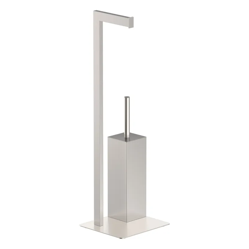 Piantana porta scopino e porta rotolo in acciaio inox satinato Zeus Metaform Piantana porta scopino e porta rotolo in acciaio inox satinato Zeus Metaform Echome Gereduceerde Prijs