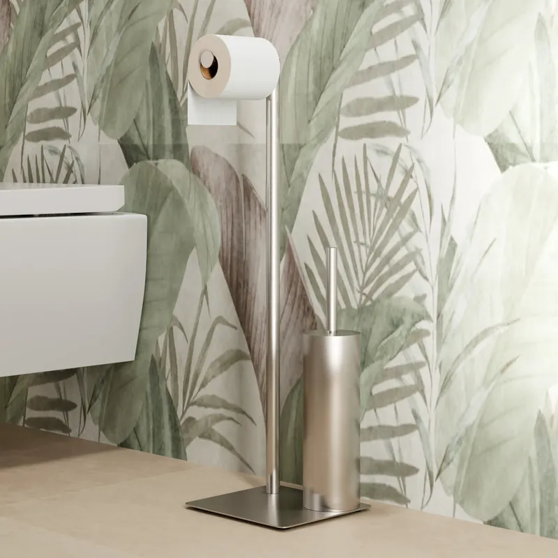Dagaanbieding Piantana porta scopino e porta rotolo in acciaio inox satinato Poseidon Metaform Piantana porta scopino e porta rotolo in acciaio inox satinato Poseidon Metaform Echome