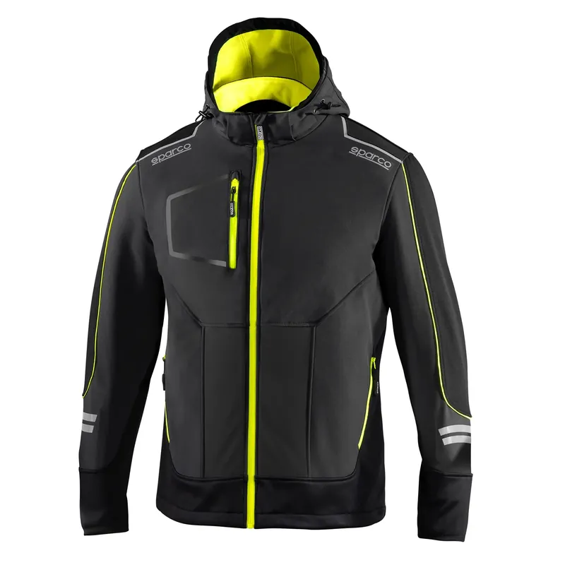 Giacca da lavoro con cappuccio grigia e gialla Tech Soft-Shell York Sparco Giacca da lavoro con cappuccio grigia e gialla Tech Soft-Shell York Sparco Echome Hoge Kwaliteit