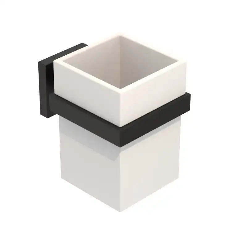 Op = Op Porta spazzolini per il bagno in acciaio nero opaco Trend Black Metaform Porta spazzolini per il bagno in acciaio nero opaco Trend Black Metaform Echome