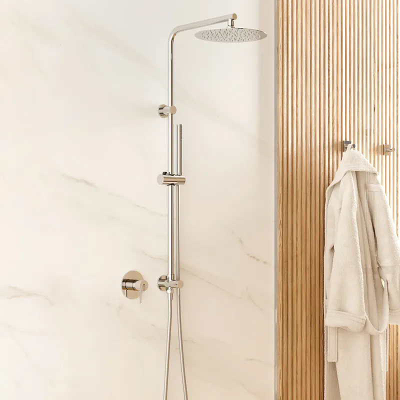 Colonna doccia tonda con deviatore a parete in acciaio inox Hera Direct Metaform Colonna doccia tonda con deviatore a parete in acciaio inox Hera Direct Metaform Echome Betaalbaar