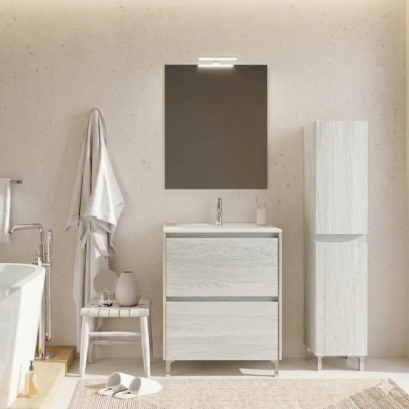 Lage Kosten Mobile bagno a terra con lavabo specchio luce 2 cassetti da 60 cm Lisbona Savinidue Mobile bagno a terra con lavabo specchio luce 2 cassetti da 60 cm Lisbona Savinidue Echome