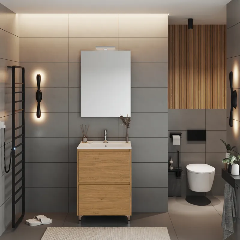 Fabrieksprijs Mobile bagno a terra con lavabo specchio luce 2 cassetti da 60 cm Lisbona Savinidue Mobile bagno a terra con lavabo specchio luce 2 cassetti da 60 cm Lisbona Savinidue Echome