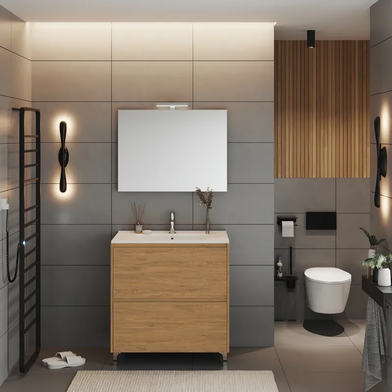 Betrouwbaar Mobile bagno a terra con lavabo specchio luce 2 cassetti da 80 cm Lisbona Savinidue Mobile bagno a terra con lavabo specchio luce 2 cassetti da 80 cm Lisbona Savinidue Echome