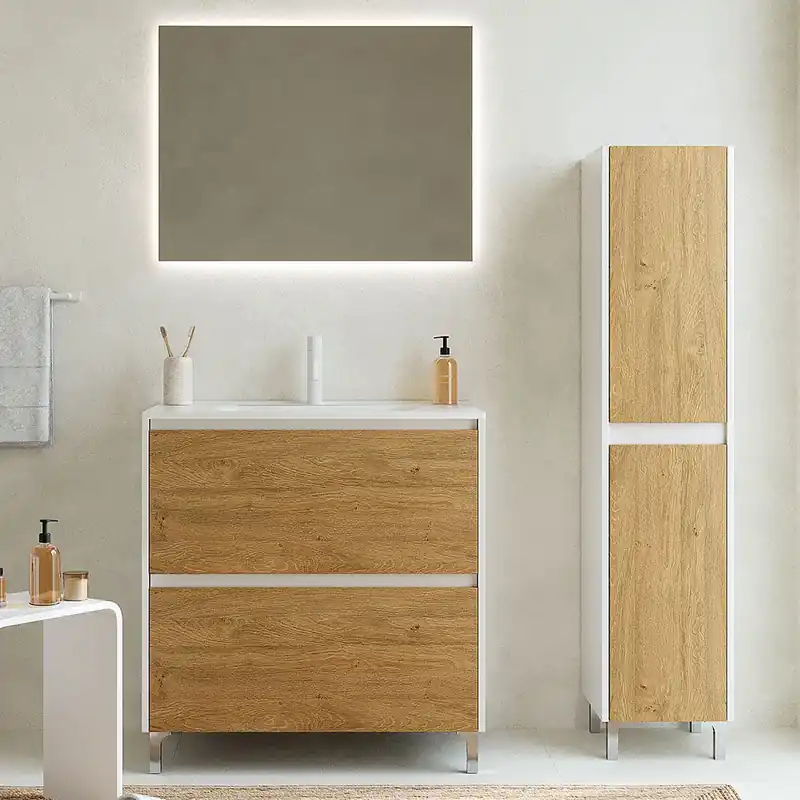 Uitverkoop Mobile bagno a terra con lavabo specchio luce 2 cassetti da 80 cm Lisbona Savinidue Mobile bagno a terra con lavabo specchio luce 2 cassetti da 80 cm Lisbona Savinidue Echome