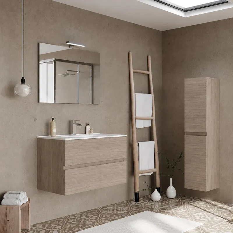 Nu Kopen Mobile Bagno CLOE Savinidue 80 cm Sospeso con Lavabo e Illuminazione LED Mobile Bagno CLOE Savinidue 80 cm Sospeso con Lavabo e Illuminazione LED Echome