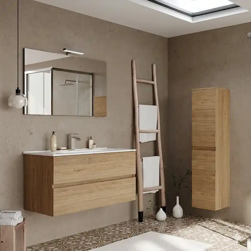 Speciale Aanbieding Mobile Bagno CLOE Savinidue 100 cm Sospeso con Lavabo, Specchio e LED Mobile Bagno CLOE Savinidue 100 cm Sospeso con Lavabo, Specchio e LED Echome