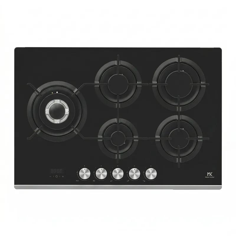 Piano cottura a gas da incasso da 75 cm in cristallo temperato nero Master Kitchen Piano cottura a gas da incasso da 75 cm in cristallo temperato nero Master Kitchen Echome Weekendaanbieding