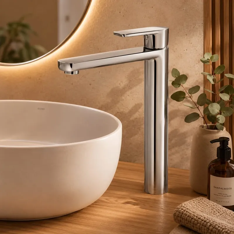Miscelatore Monocomando Lavabo Alto Maibel con Piletta Click-Clack Miscelatore Monocomando Lavabo Alto Maibel con Piletta Click-Clack Echome Nieuw