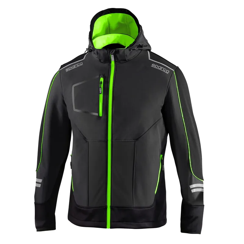 Voordeelprijs Giacca con cappuccio grigia e verde Tech Soft-Shell York Sparco Giacca con cappuccio grigia e verde Tech Soft-Shell York Sparco Echome