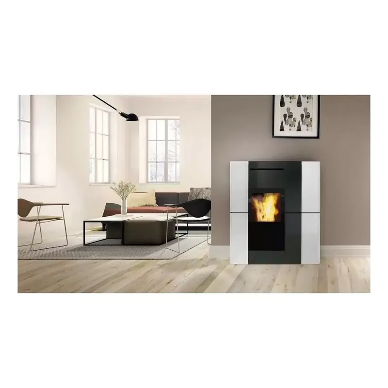La Termostufa a pellet Blade H 18,7 KW acciaio bianco opaco 805900 Edilkamin Meest Verkocht