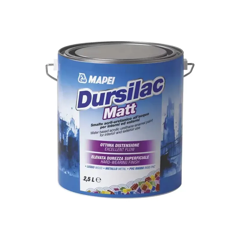 Gratis Retour Dursilac Matt 2,5 Litri Mapei Smalto acril-uretanico all’acqua per interni ed esterni