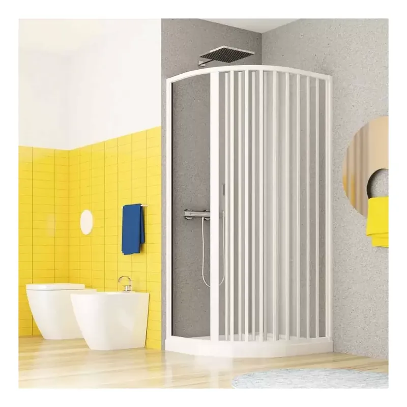 Finale Uitverkoop Box doccia 70x90 cm semicircolare asimmetrico a due lati con apertura laterale Mosca PVC