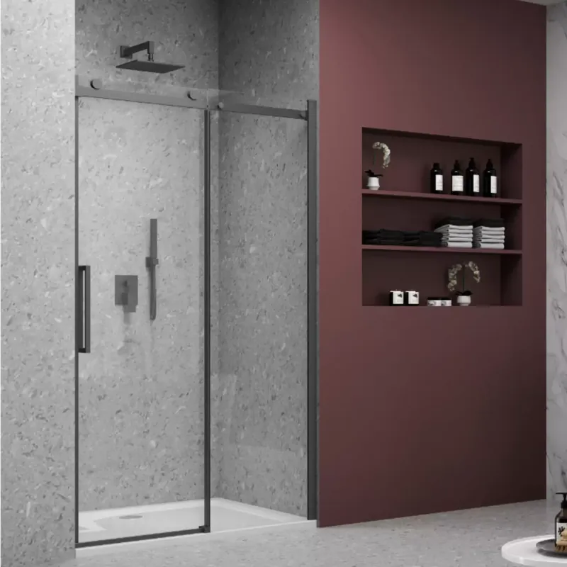 Box doccia nero per nicchia due ante cristallo 8 mm BMA901BK IBISCO Gereduceerde Prijs