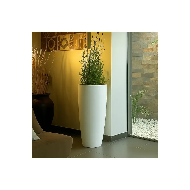 Vaso alto 90cm in polietilene da giardino Stilo Round Top Monacis Koopje