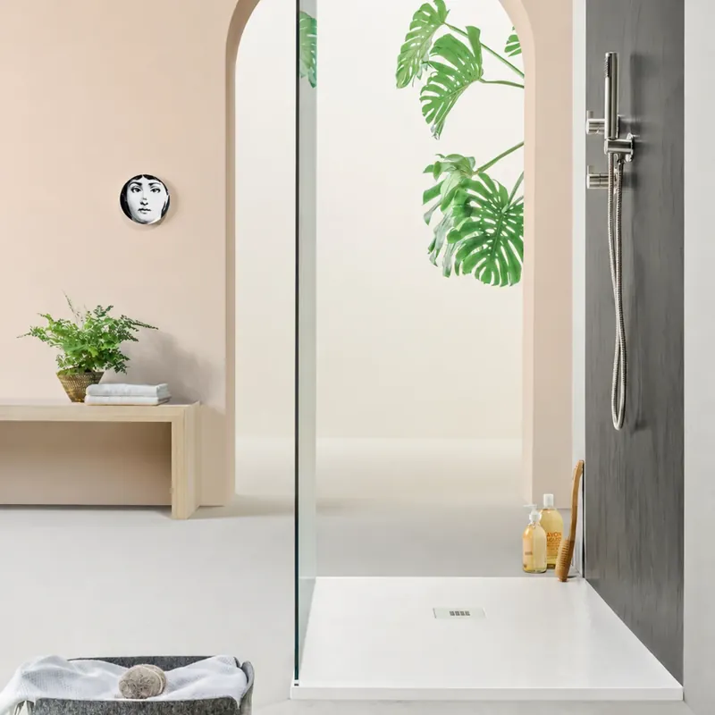Superprijs Piatto doccia 100x70 cm effetto pietra Agha bianco Stone