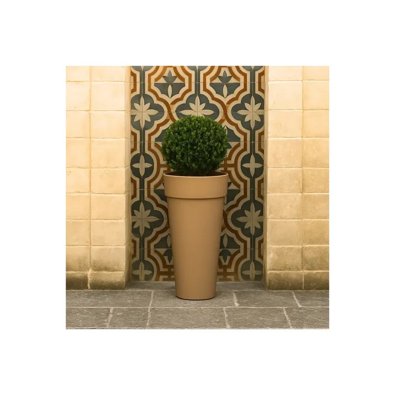 Op = Op Portavaso da esterno rotondo 48 cm in polietilene alto 92 cm - Messapico 90