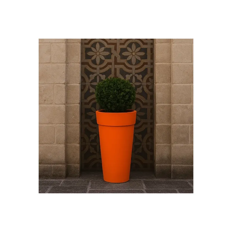 Premium Portavaso da esterno rotondo 56 cm in polietilene alto 105 cm - Messapico 105