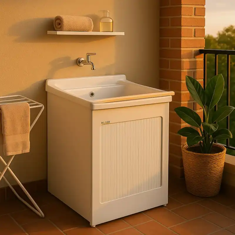 Hoge Kwaliteit Mobile lavatoio 60x50x87h cm con vasca Lavacril Colavene bianco