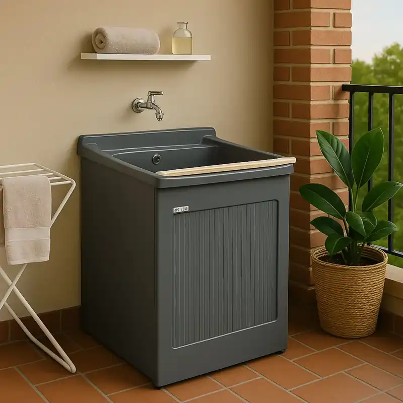 Uitverkoop Mobile lavatoio 60x50x87h cm con vasca Lavacril Colavene grigio