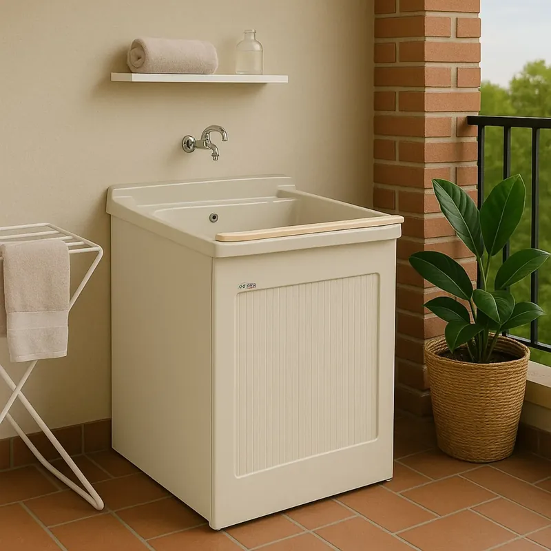 Mobile lavatoio 60x60x87h cm con vasca Lavacril Colavene avorio Beperkte Voorraad