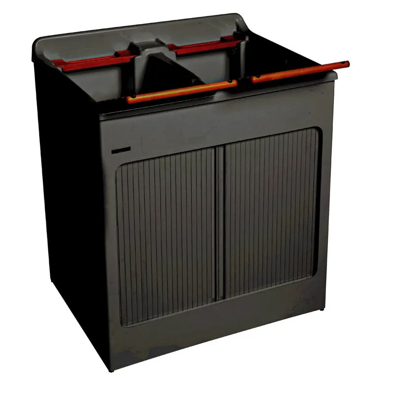 Mobile lavatoio Lavacril Colavene nero 80x60x84h cm con doppia vasca e serrandina Op = Op