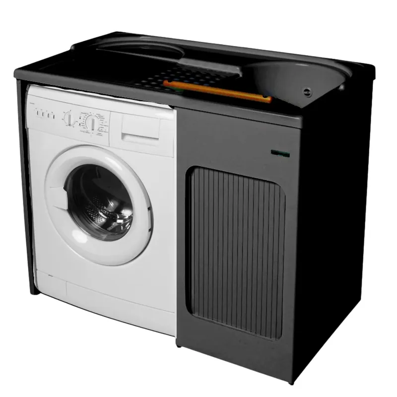 Lavatoio con coprilavatrice 106x60x89h cm con vasca a DX Lavacril Colavene nero Dagaanbieding