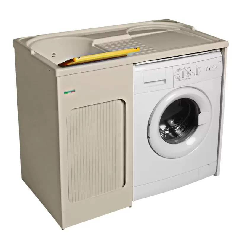 Seizoensaanbieding Lavatoio con coprilavatrice 106x60x89h cm con vasca a SX Lavacril Colavene avorio