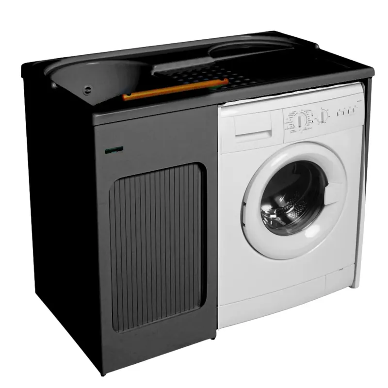 Lavatoio con coprilavatrice 106x60x89h cm con vasca a SX Lavacril Colavene nero Finale Uitverkoop