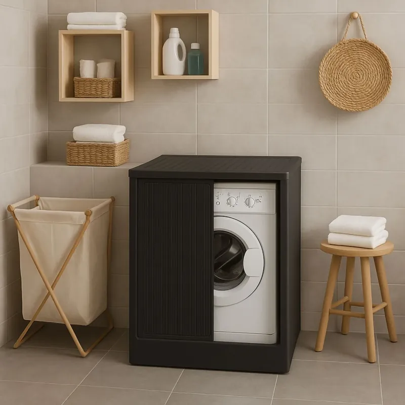 Laatste Kans Mobile copri lavatrice 72x68x91h cm con serranda nero Lavacril Box Colavene