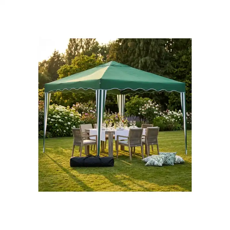 Gereduceerde Prijs Gazebo da giardino pieghevole 3x3 m in alluminio con telo in poliestere verde