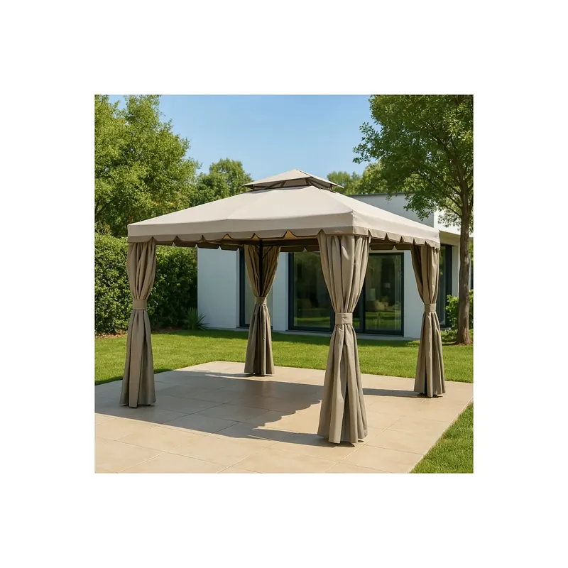 Gazebo da giardino 3x3 metri con teli laterali e zanzariere avorio - Avana Op = Op